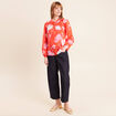 Blouse ample en voile manches longues rouge femme