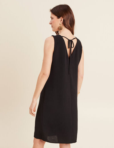 Robe fluide manches courtes noir femme