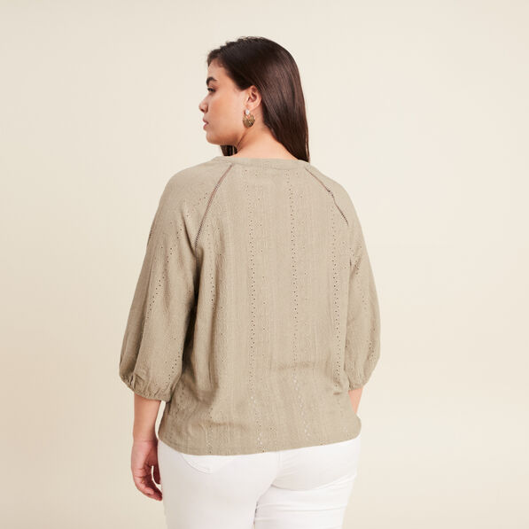 Blouse manches 3/4 vert clair femme