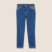 Jean ajust&eacute; 7/8&egrave;me taille bascul&eacute;e denim stone femme