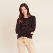 Gilet manches longues col rond marron fonc&eacute; femme
