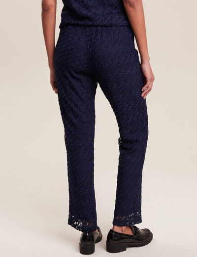 Pantalon flou dentelle 7/8ème bleu foncé femme