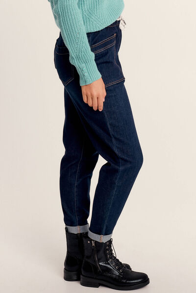 Jean large à coulisse denim brut femme