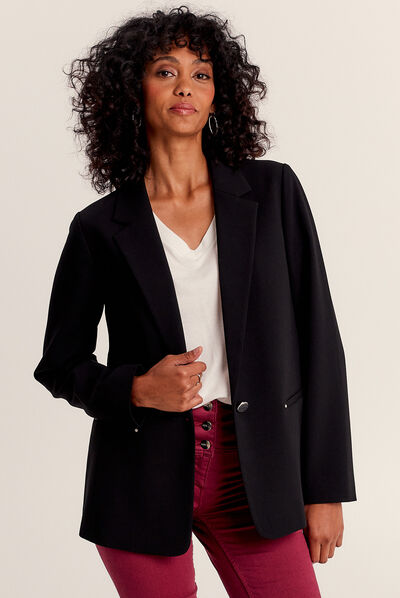 Veste city droite 1 bouton noir femme