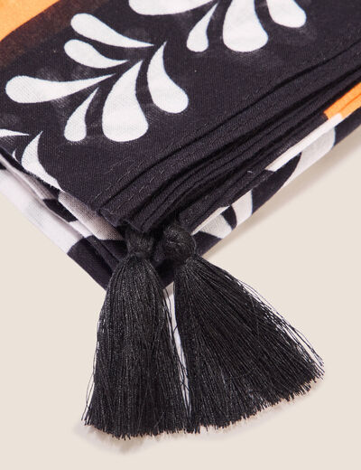Foulard à pampilles noir femme