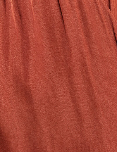 Pantalon coupe large taille haute marron fonc&eacute; femme