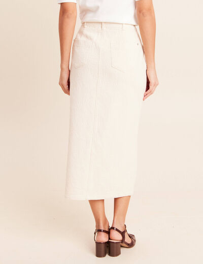 Jupe en coton taille standard ivoire femme