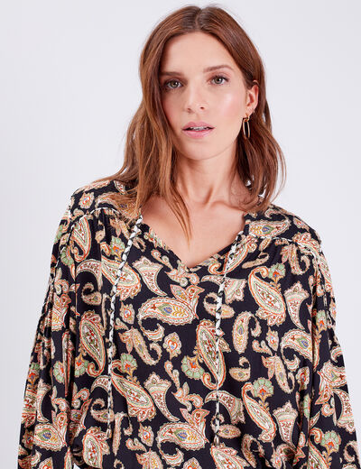 Blouse manches longues noir femme