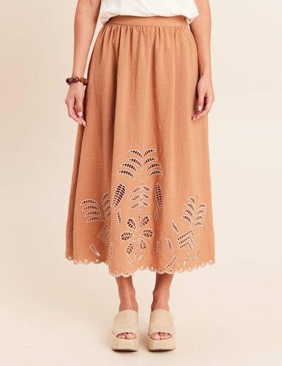 Jupe longue &eacute;vas&eacute;e beige femme