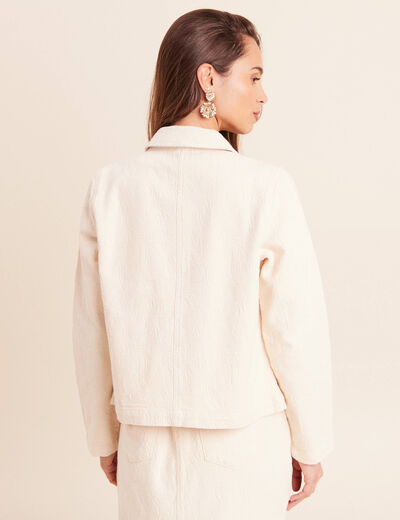 Veste en coton manches longues ivoire femme