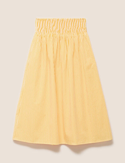 Jupe longue pliss&eacute;e orange femme