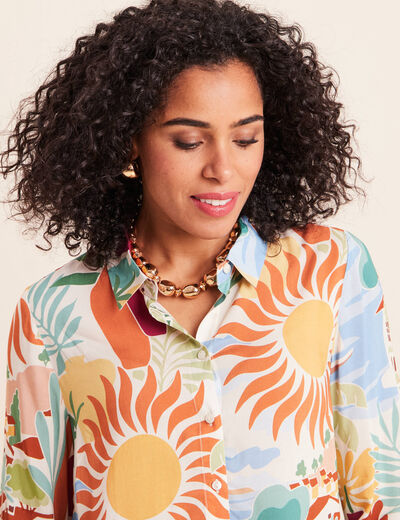 Chemise manches longues orange femme