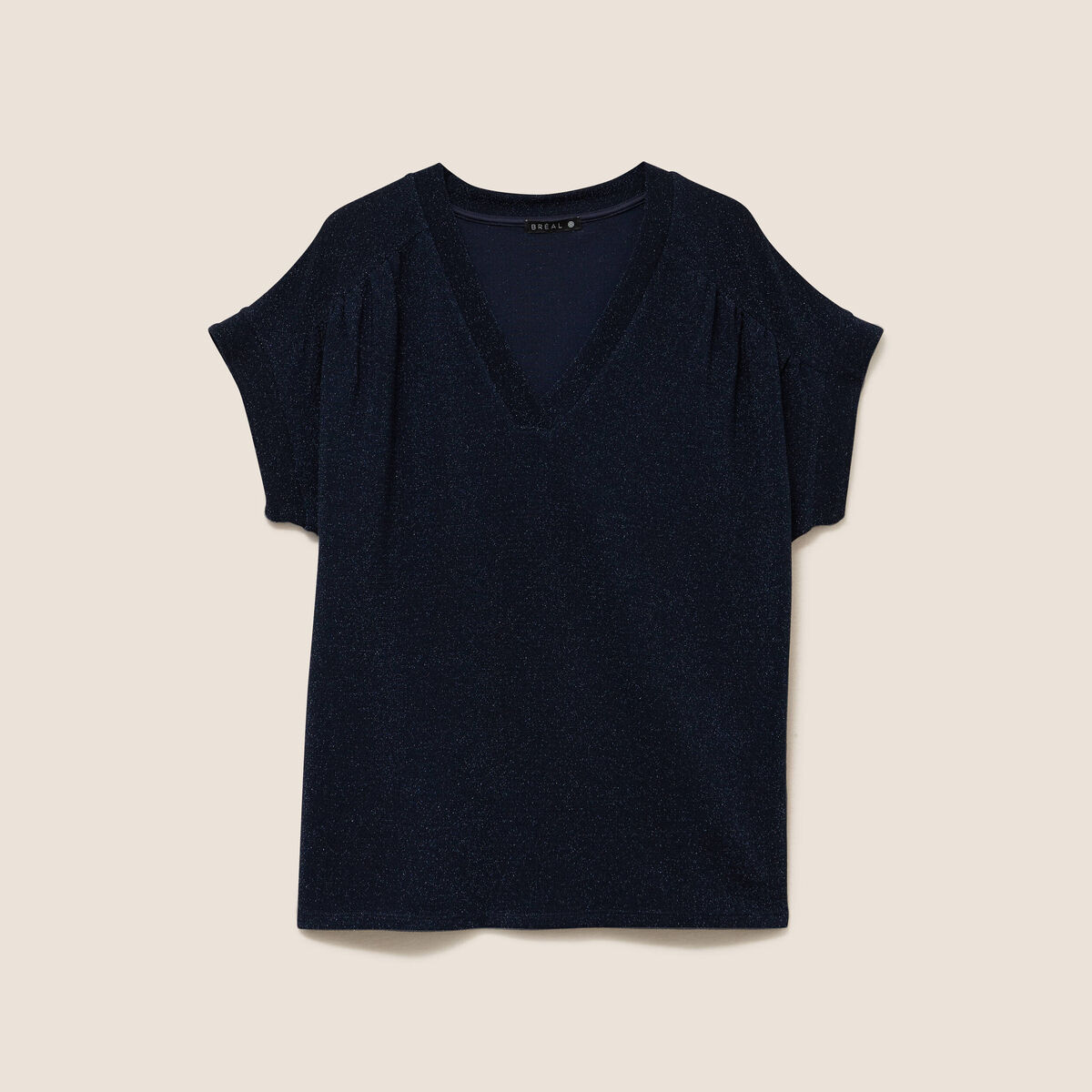 T-shirt manches courtes bleu fonc&eacute; femme