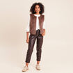 Veste sans manches sans col marron fonc&eacute; marron femme