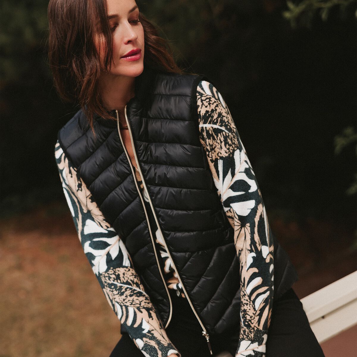 Parka 2-en-1 droite à capuche sable femme