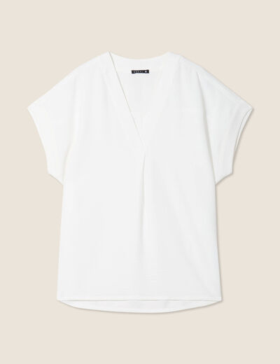 Blouse manches courtes ecru femme