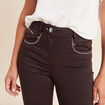 Pantalon droit taille haute marron fonc&eacute; femme