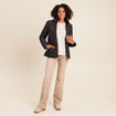 Sweat duveteux col rond manches longues creme femme