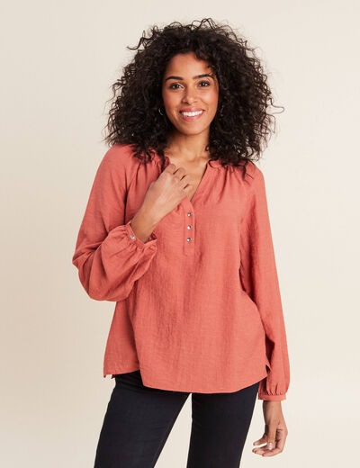 Blouse manches longues vieux rose femme