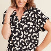 Blouse fluide manches courtes noir femme