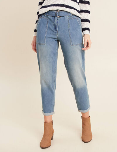 Jean paperbag 7/8ème denim double stone femme