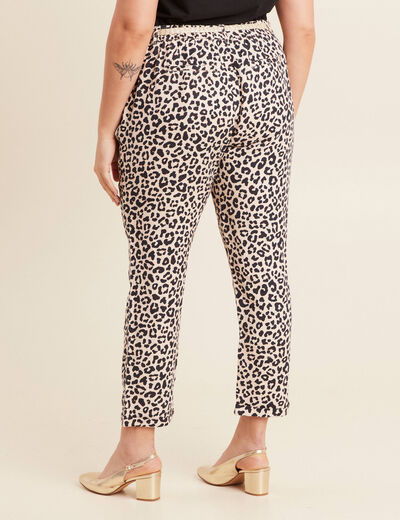 Pantalon coupe chino en lin sable femme