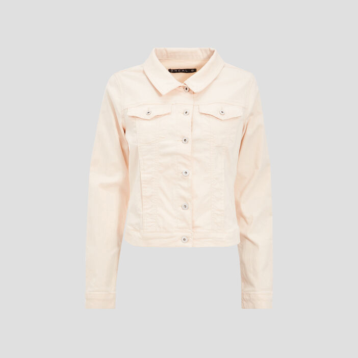 Veste droite en jean ecru femme