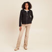 Gilet droit court manches longues noir femme