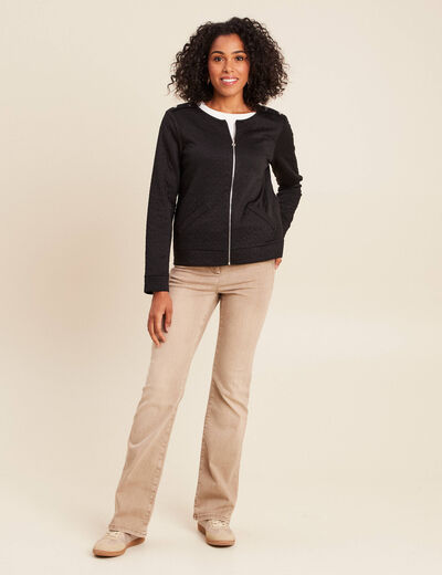 Gilet droit court manches longues noir femme