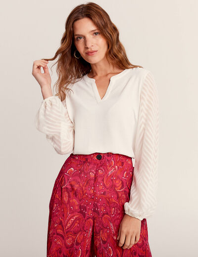 T-shirt manches longues ecru femme