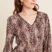 Blouse droite manches longues marron cognac femme