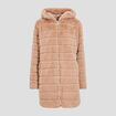 Doudoune droite r&eacute;versible beige femme
