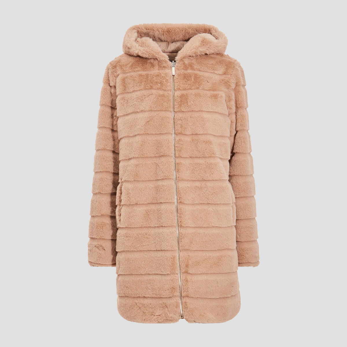 Doudoune droite r&eacute;versible beige femme