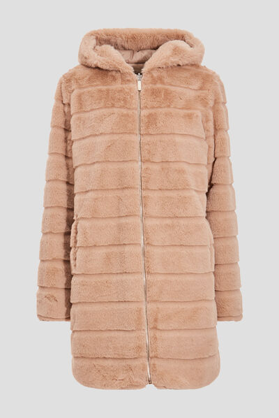 Doudoune droite réversible beige femme
