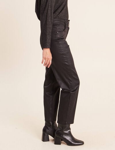 Pantalon enduit noir femme