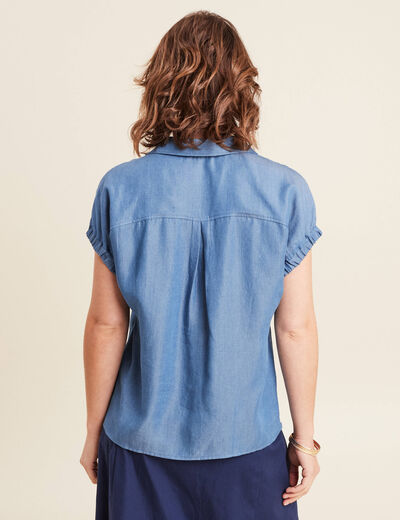 Chemise manches courtes denim double stone femme