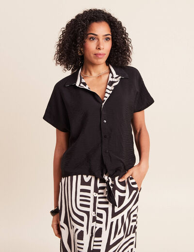 Chemise r&eacute;versible ample manches courtes noir femme