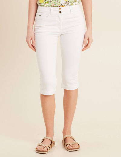 Pantacourt droit 5 poches blanc femme