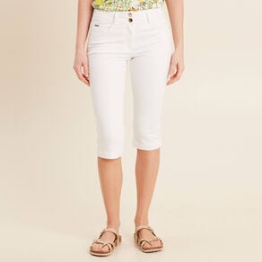 pantacourt droit 5 poches blanc femme Pantacourt droit 5 poches blanc femme
