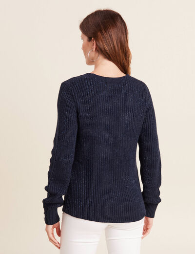 Pull manches longues bleu marine femme