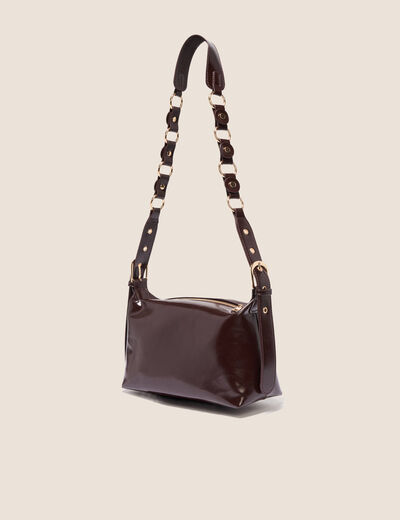 Sac bandouli&egrave;re doubl&eacute; prune femme