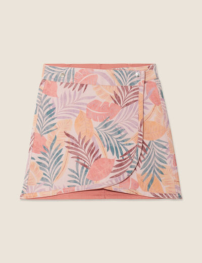 Jupe portefeuille réversible orange corail femme