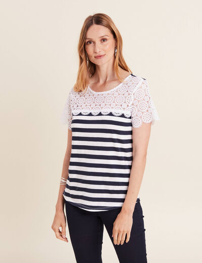 T-shirt manches courtes bleu foncé femme