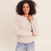 Pull droit col rond manches longues creme femme