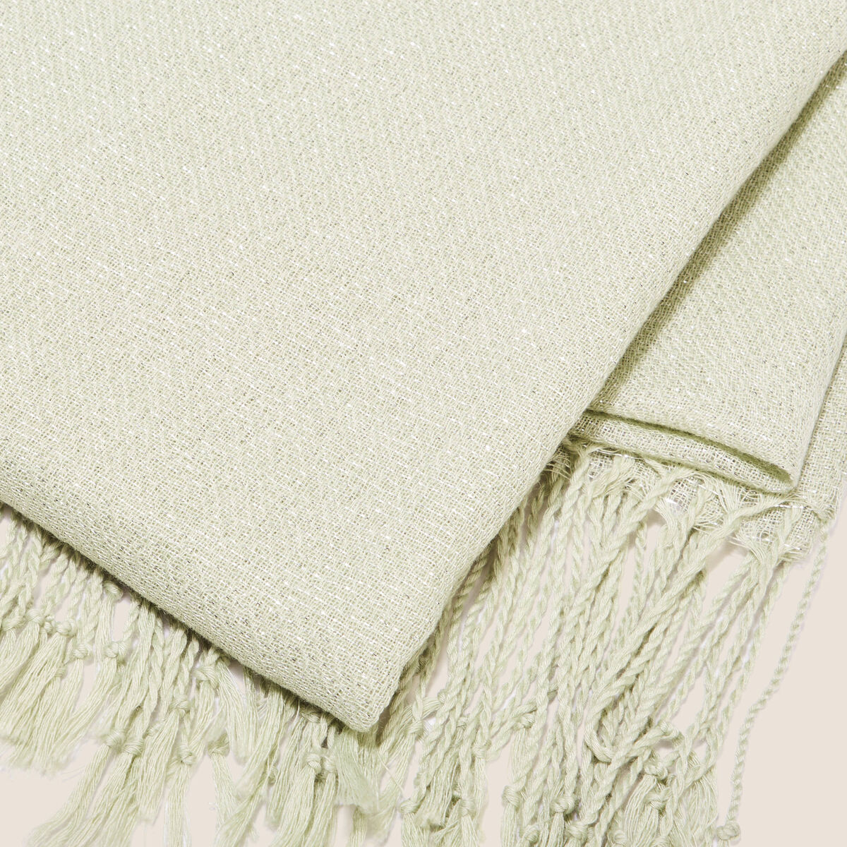 Foulard à franges vert émeraude femme