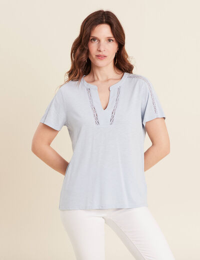 T-shirt manches courtes bleu clair femme