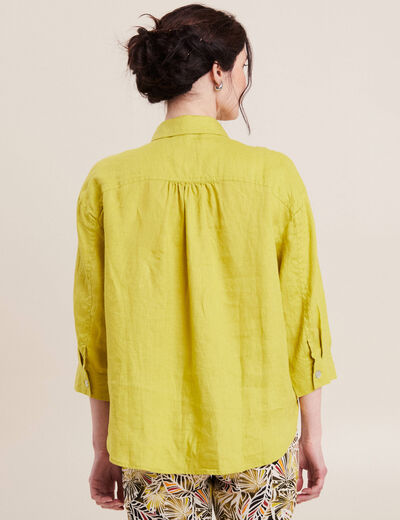 Chemise manches 3/4 vert anis femme