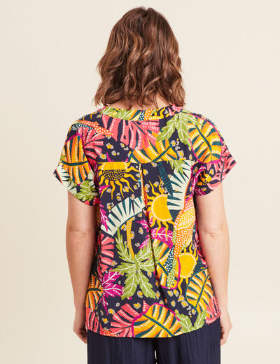 Blouse ample manches courtes multicolore femme