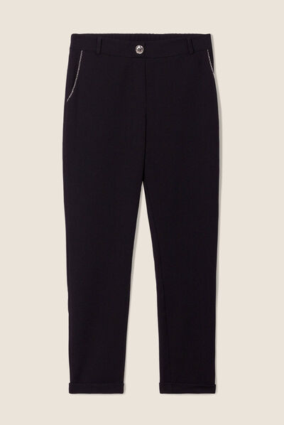 Pantalon chino taille basse noir femme