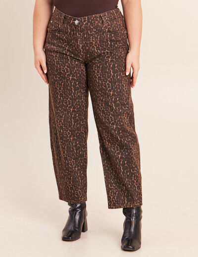 Pantalon magique Le L&eacute;ger coupe barrel marron cognac femme